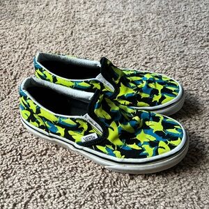 Vans Kids Slip-On Sneakers - Blue and Yellow Shark Pattern